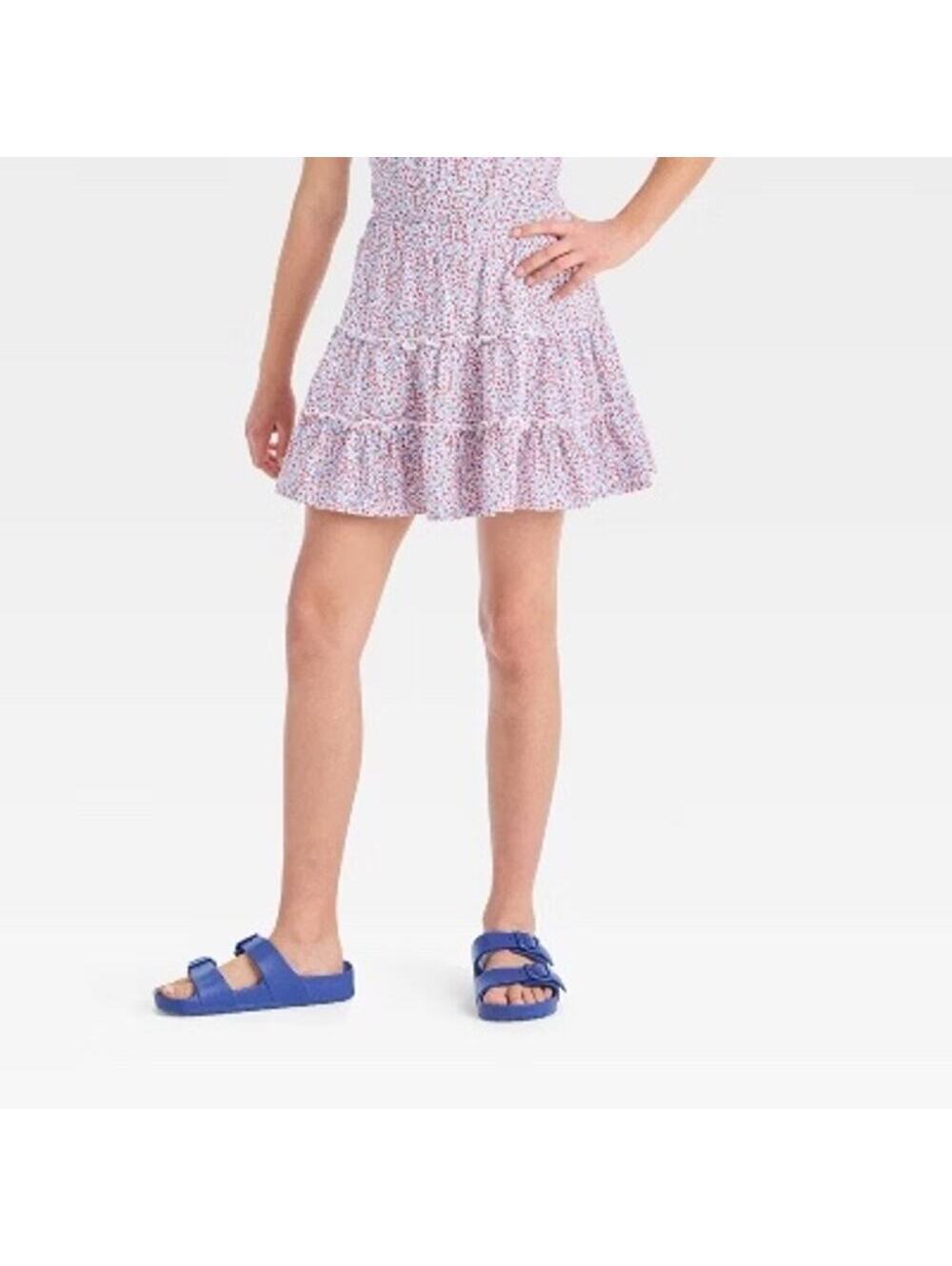 Cat & Jack NWT Girls' Red Blue Floral Tiered Skort Size M (8)